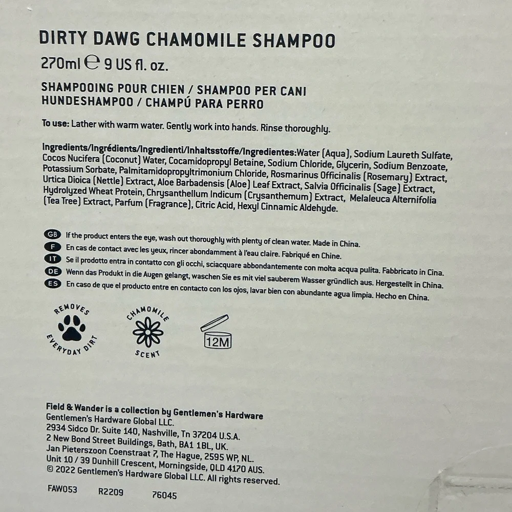 FIELD + WANDER Dirty Dawg Grooming Kit Chamomile $29 Retail NEW